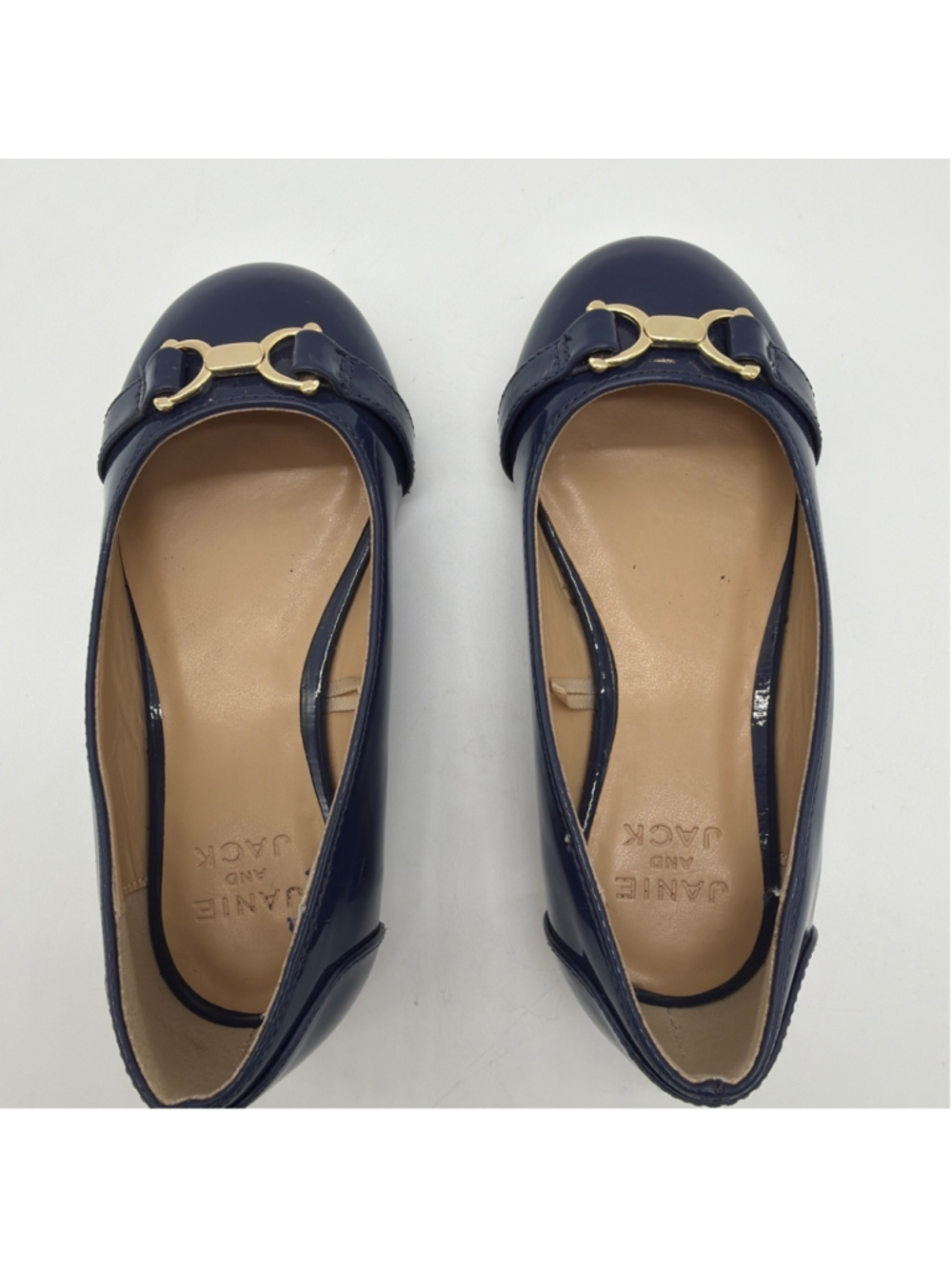 Janie and Jack Dress Shoes Navy Gold Flats Size 10 (Toddler Girl) - Picture 4 of 6